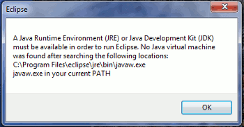 Eclipse для Windows 64bit и JRE — ошибка